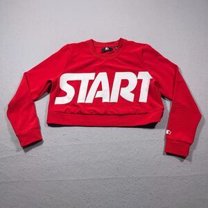 Starter‎ Sweatshirt Women XL Crop Sweater Red SPELLOUT Long Sleeve